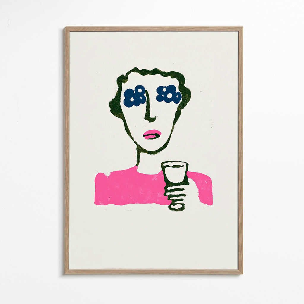 Illustration med blomögon och kopp