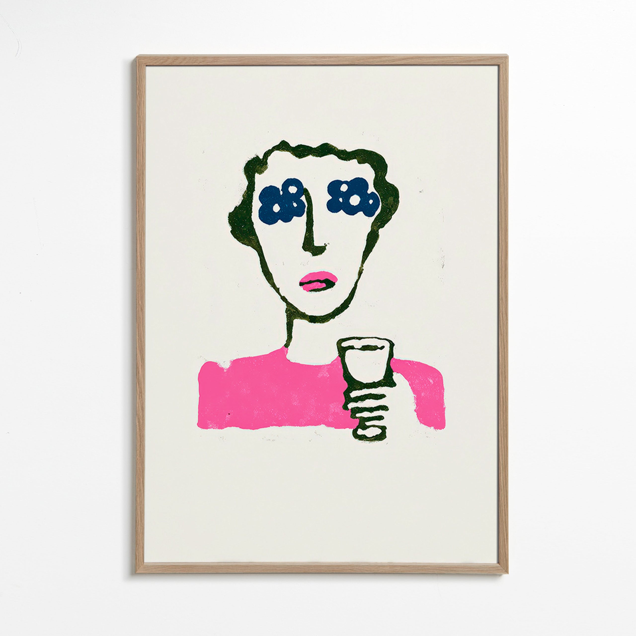 Illustration med blomögon och kopp