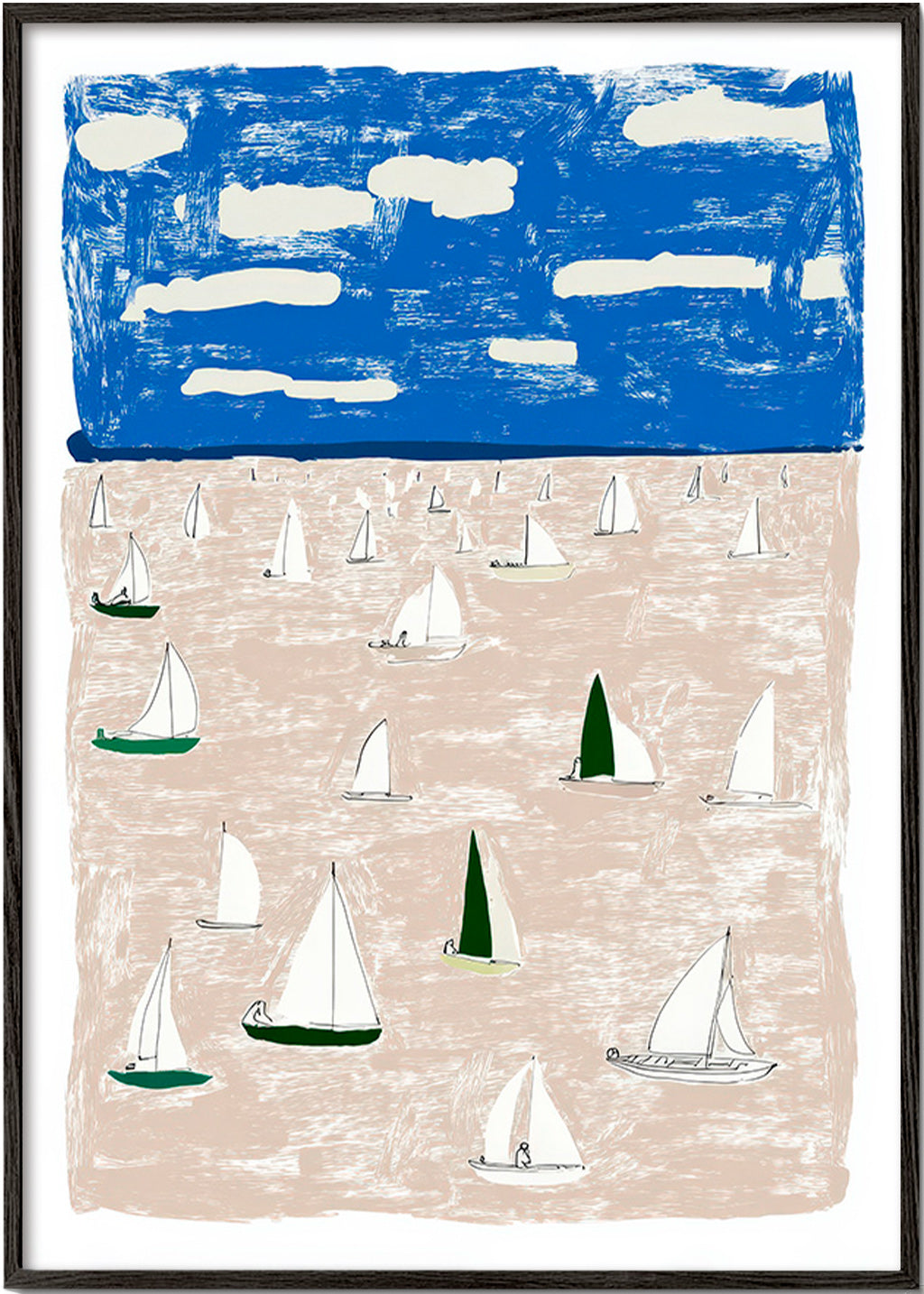 Landskapskonst med segelbåtar