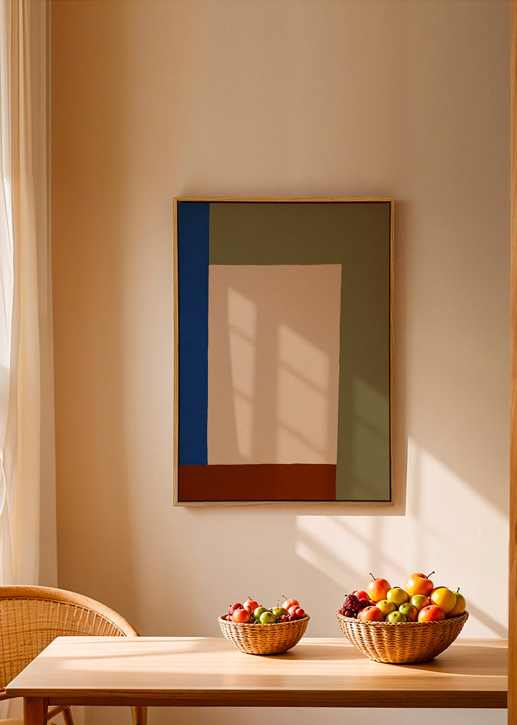 Geometrisk tavla med beige rektangel