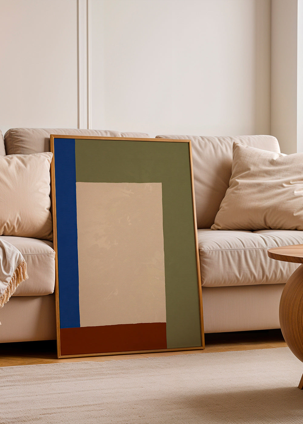 Geometrisk tavla med beige rektangel