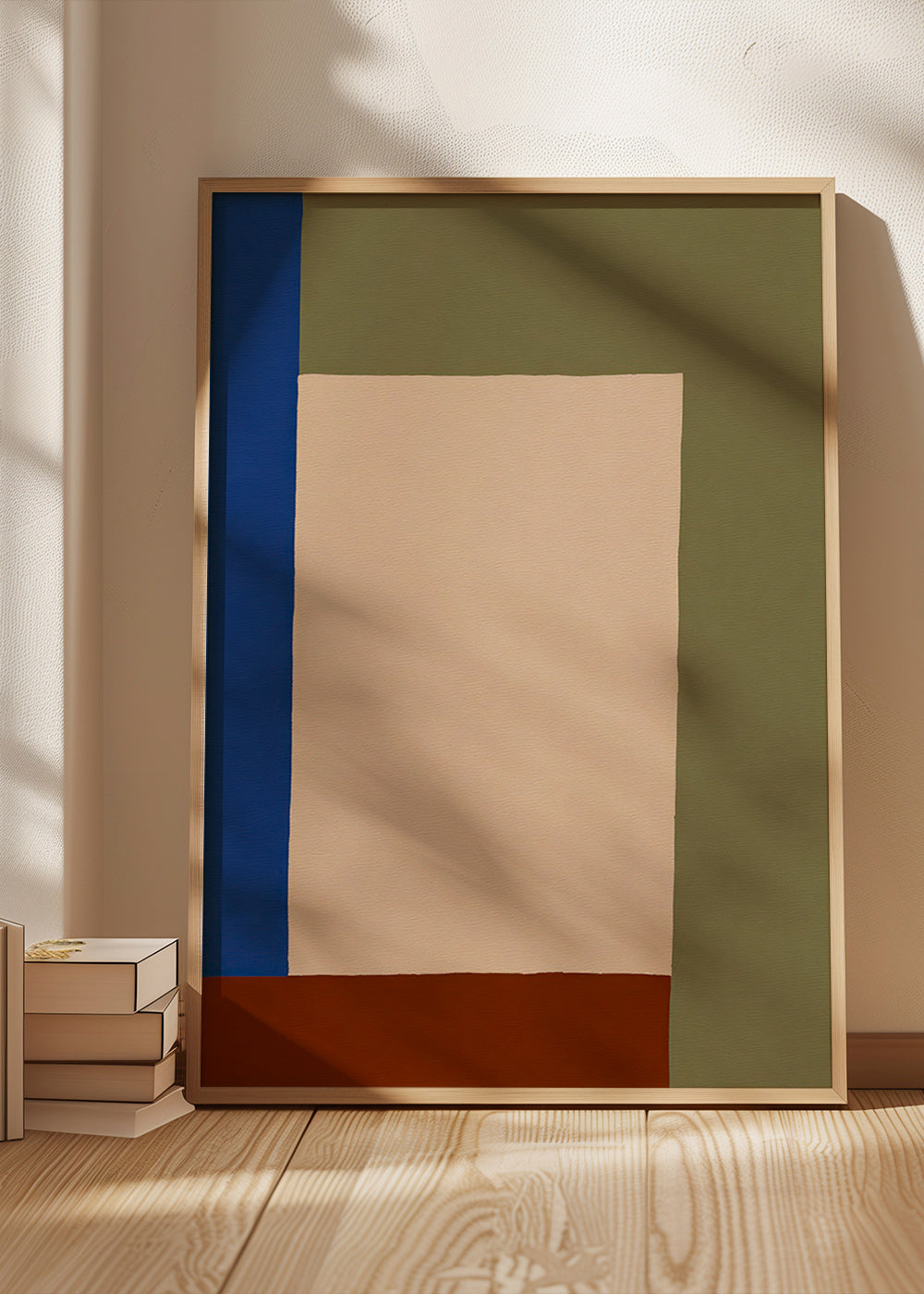 Geometrisk tavla med beige rektangel