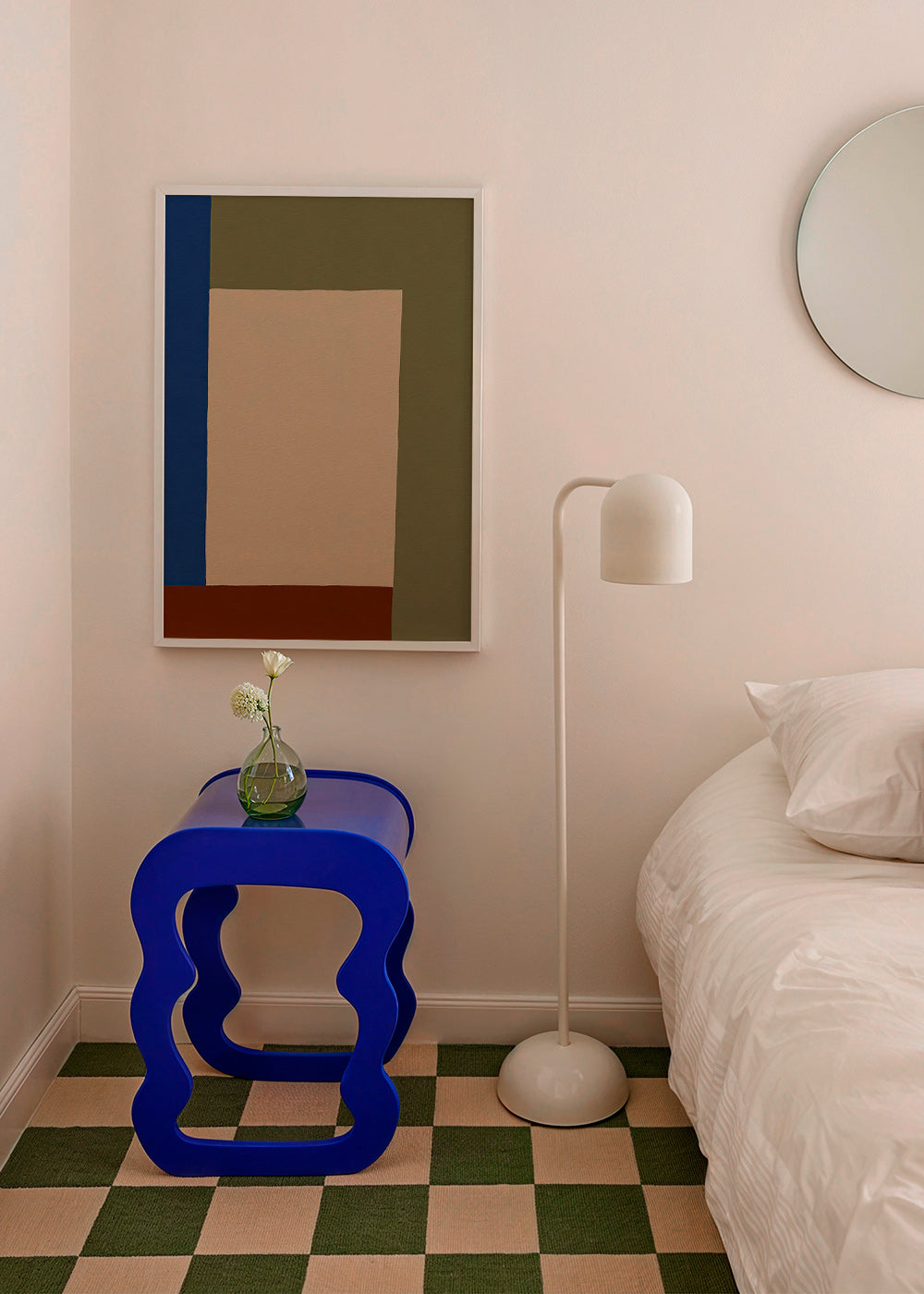 Geometrisk tavla med beige rektangel