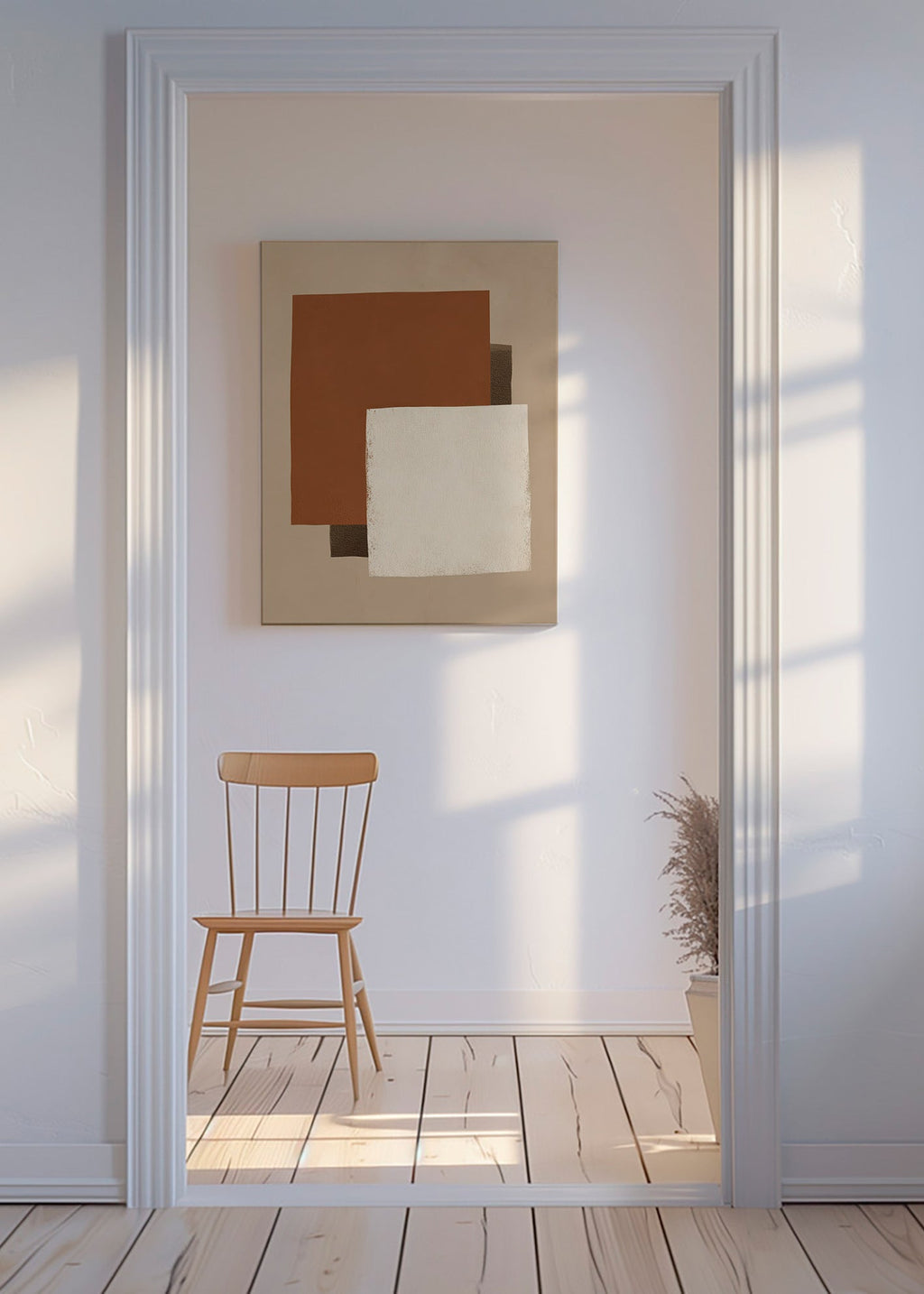 Geometrisk tavla i jordtoner