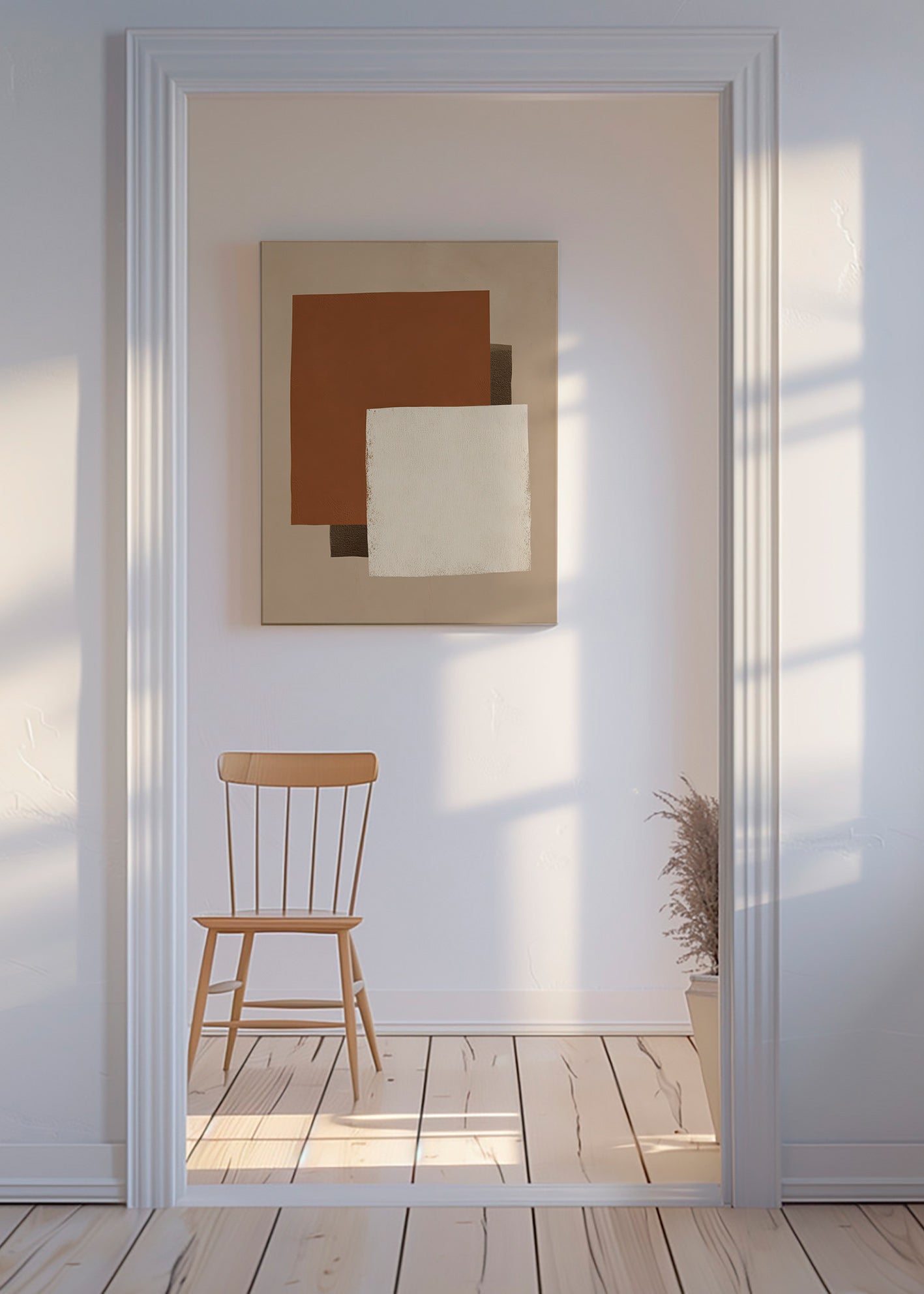 Geometrisk tavla i jordtoner