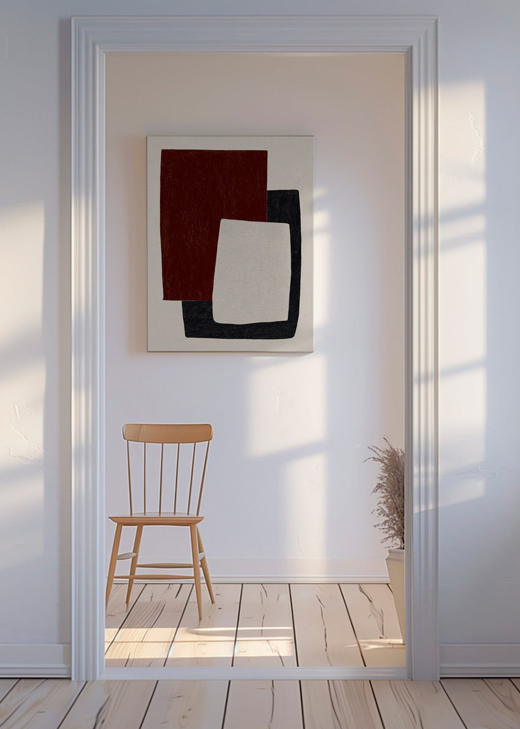 Geometrisk tavla med överlappande bordeauxformer