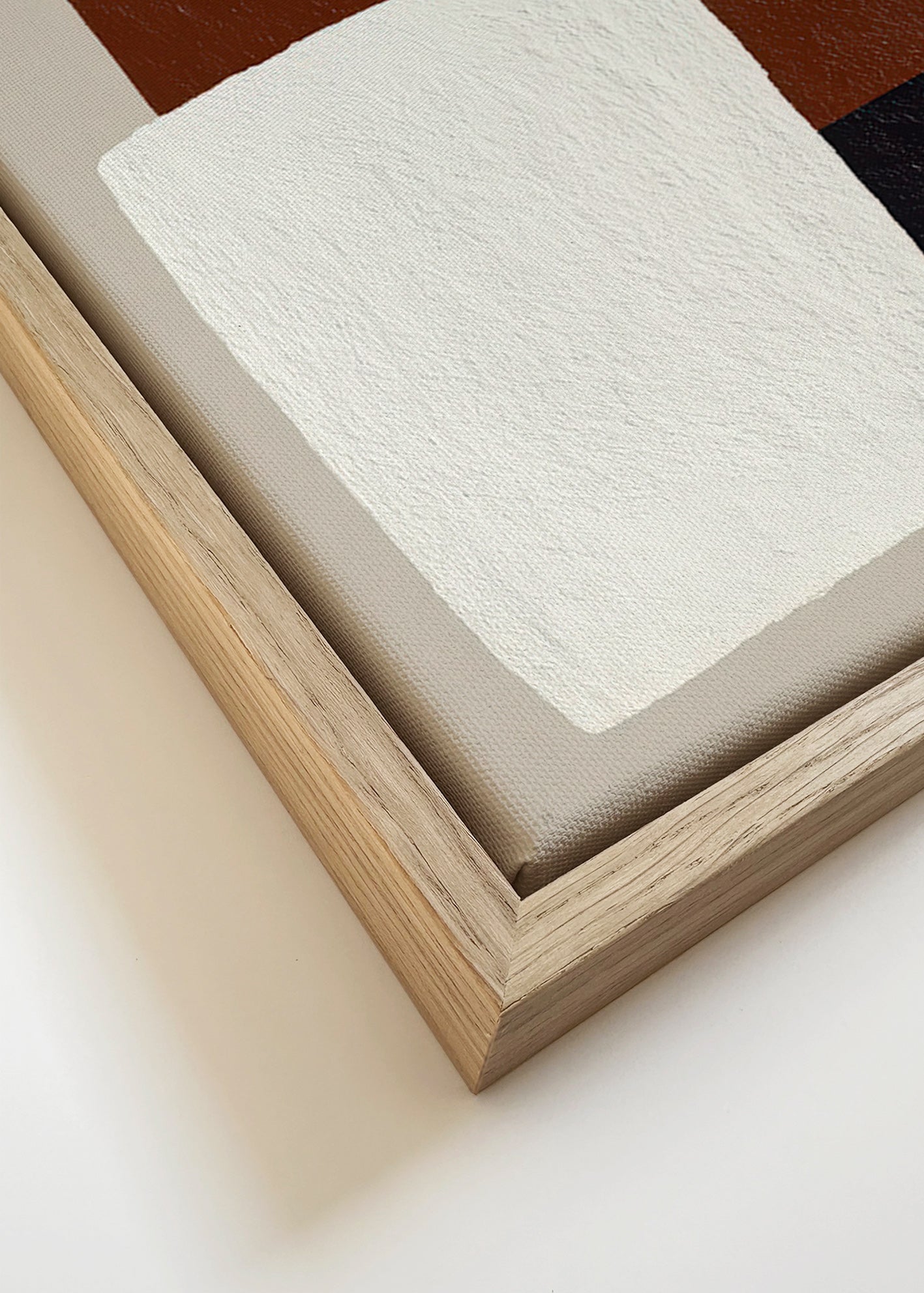Minimalistisk tavla med bruna och vita block