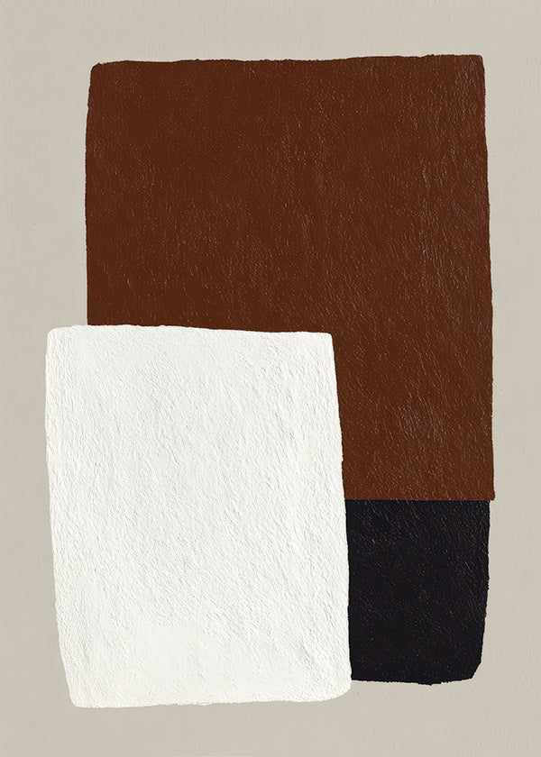 Minimalistisk tavla med bruna och vita block