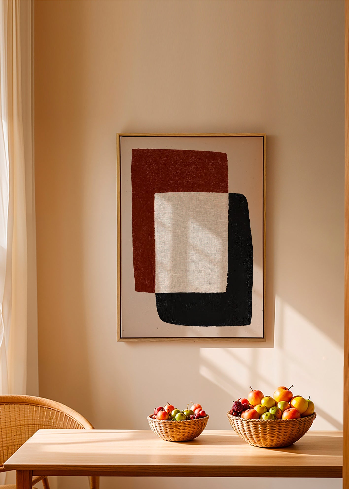 Minimalistisk tavla med överlappande former