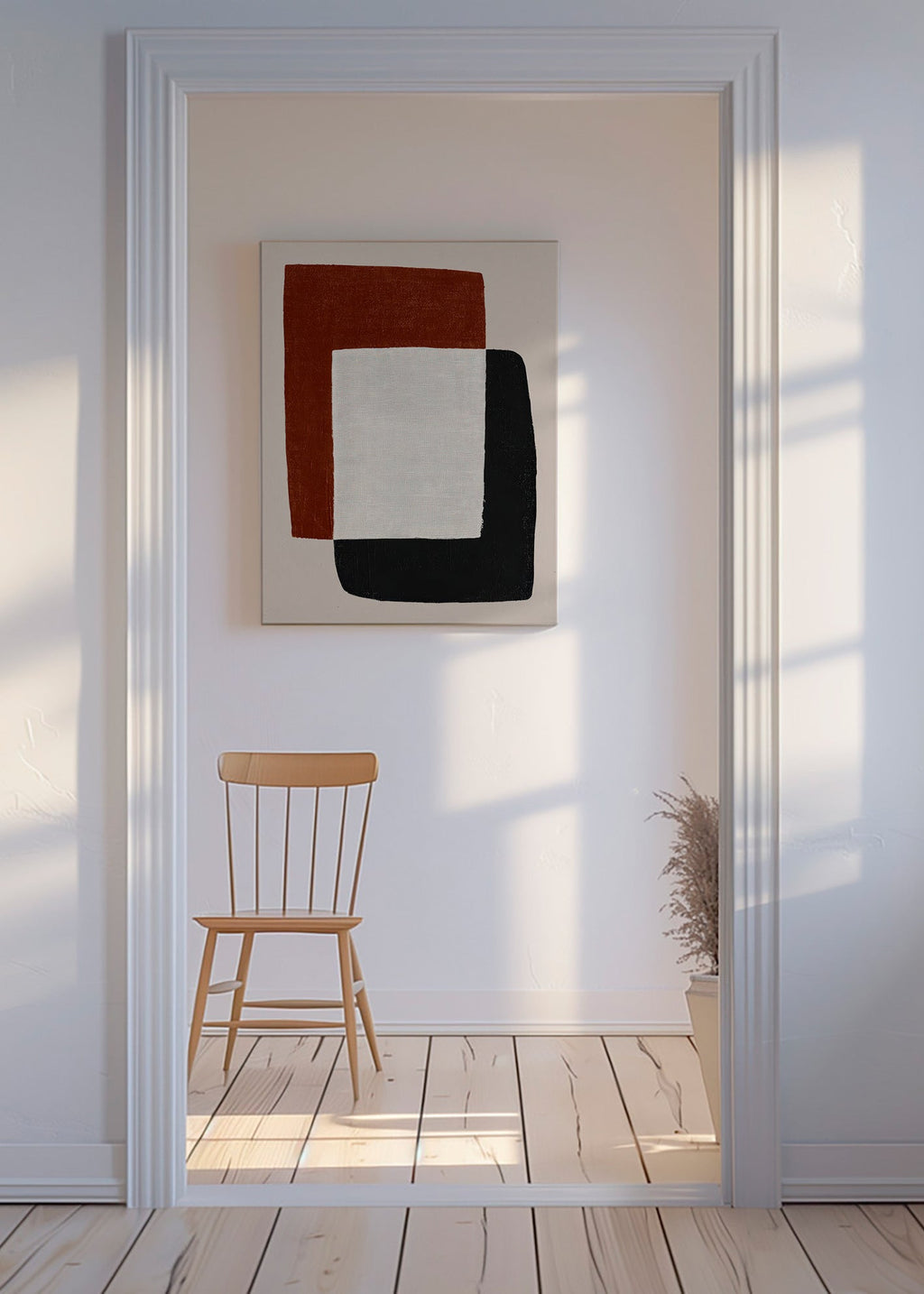 Minimalistisk tavla med överlappande former