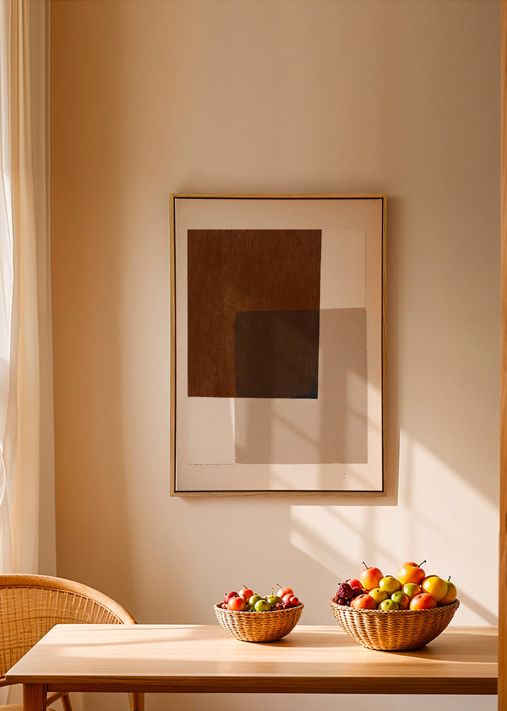 Minimalistisk design med jordiga överlappande block