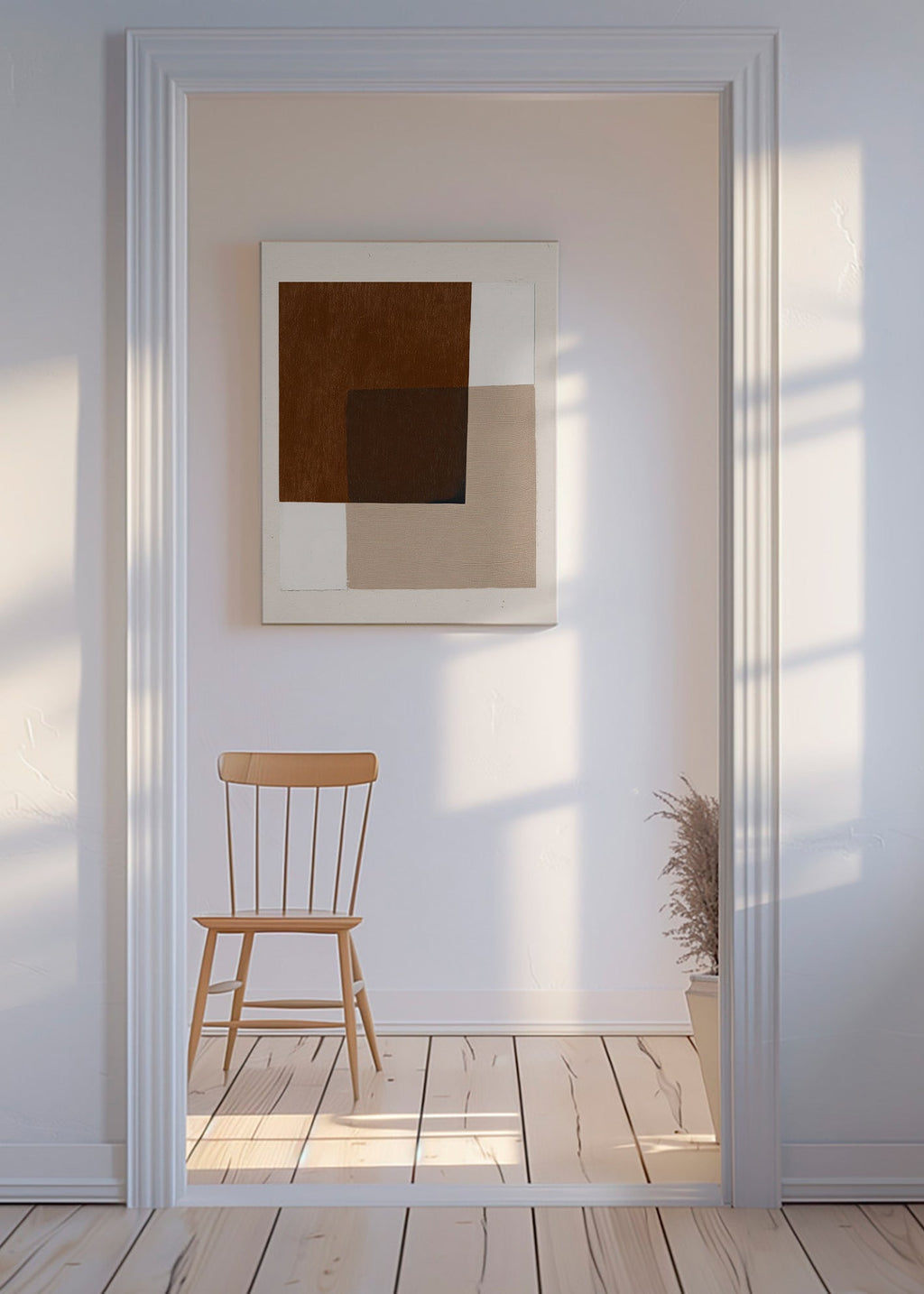 Minimalistisk design med jordiga överlappande block