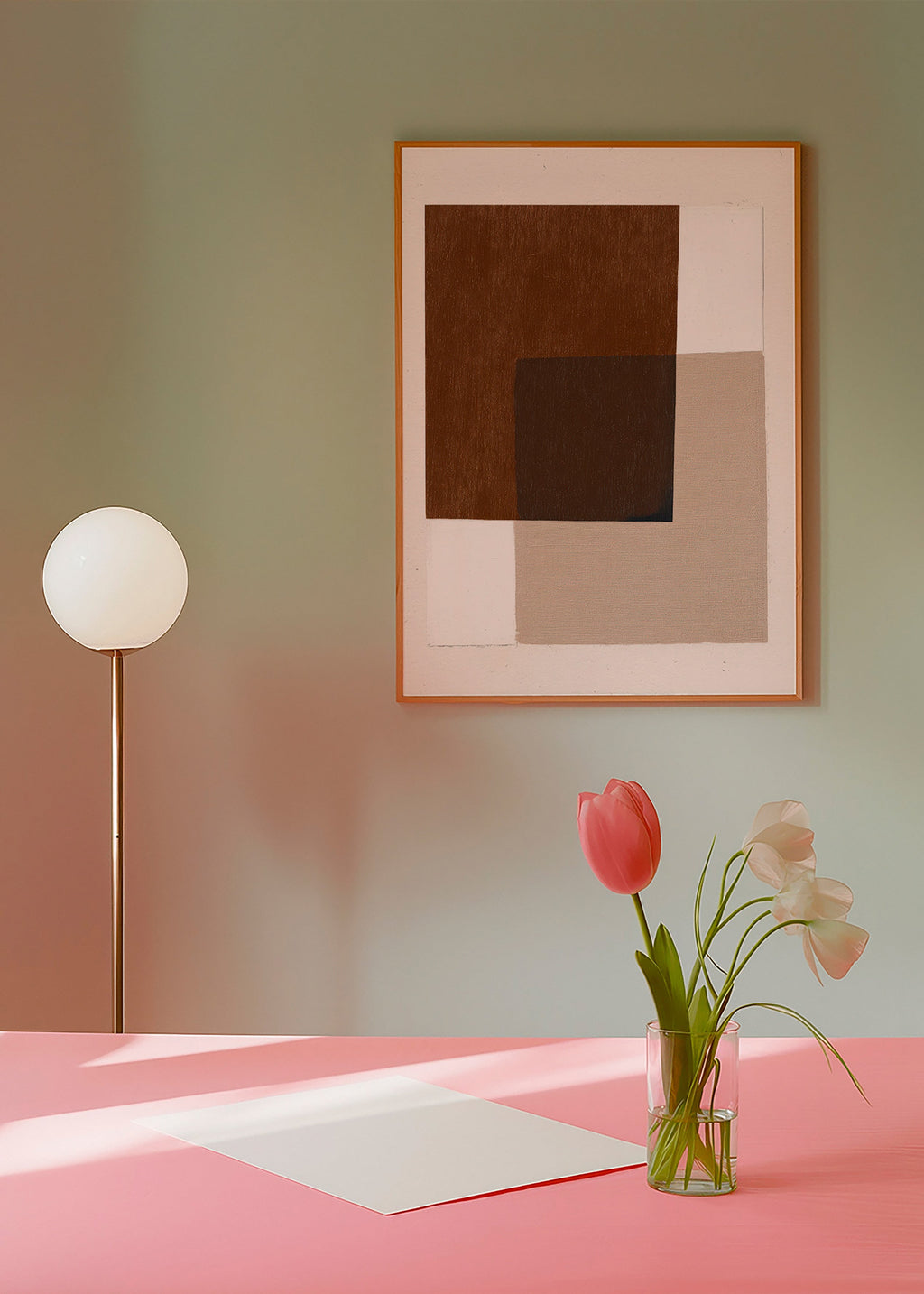 Minimalistisk design med jordiga överlappande block