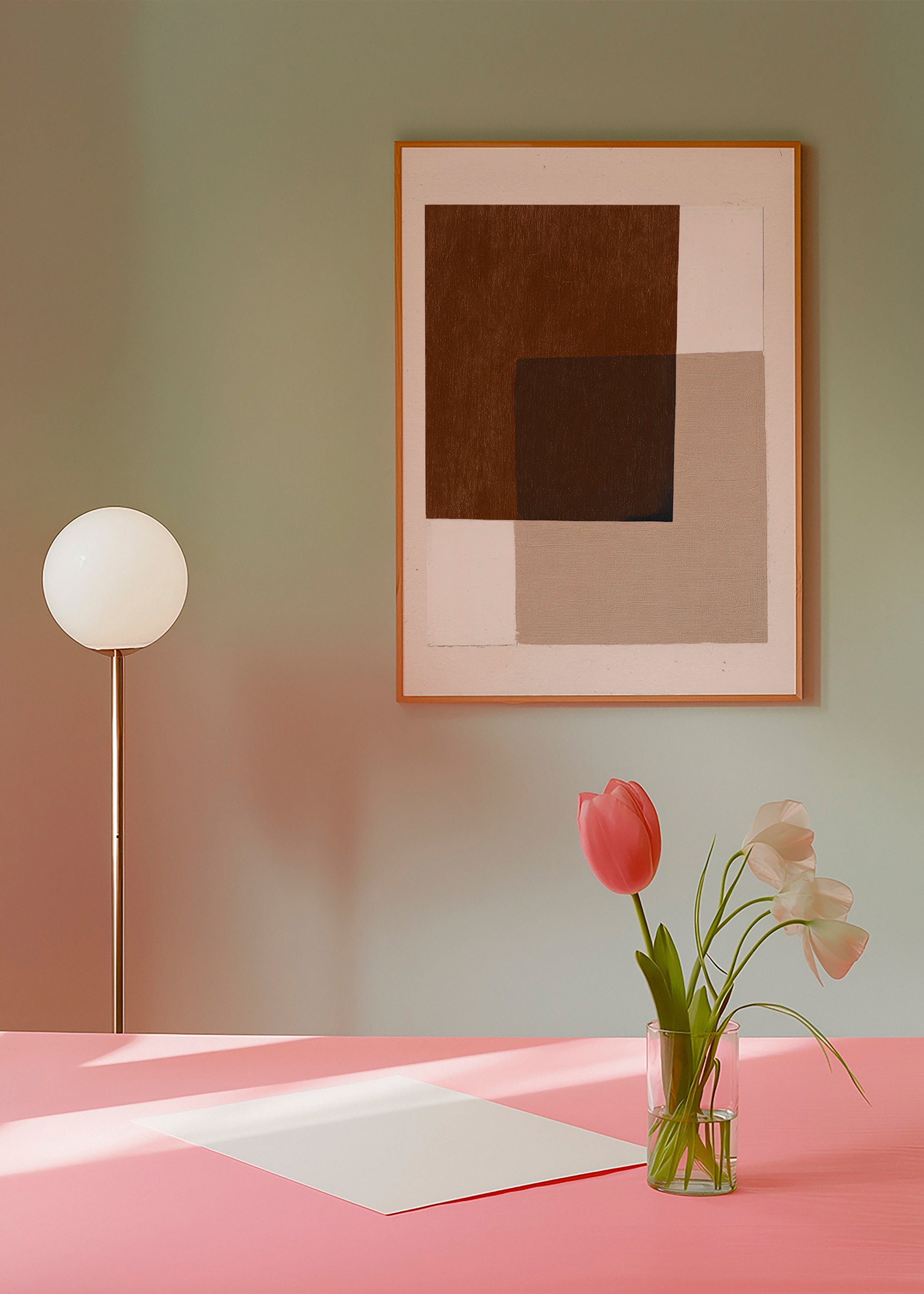 Minimalistisk design med jordiga överlappande block