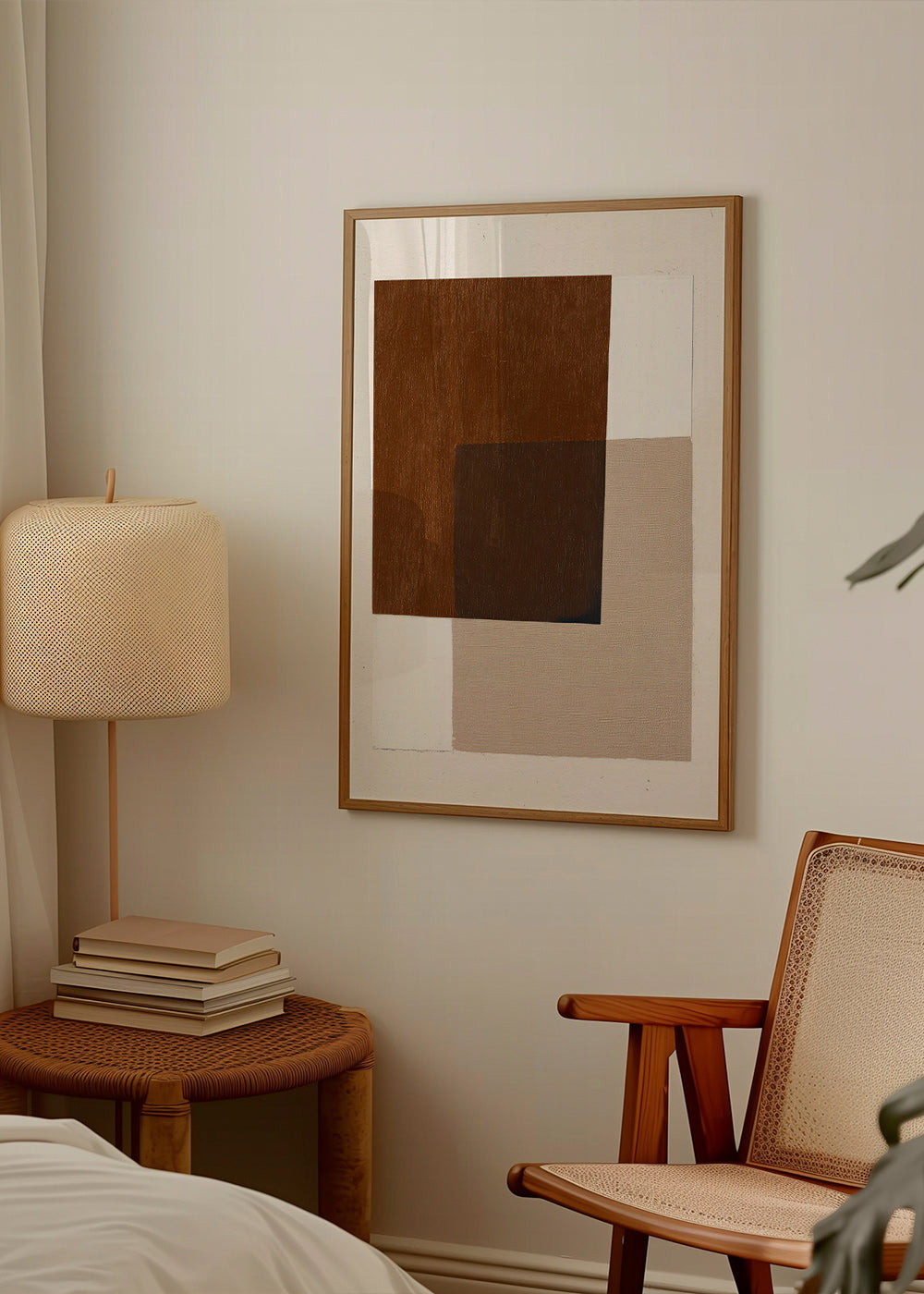 Minimalistisk design med jordiga överlappande block