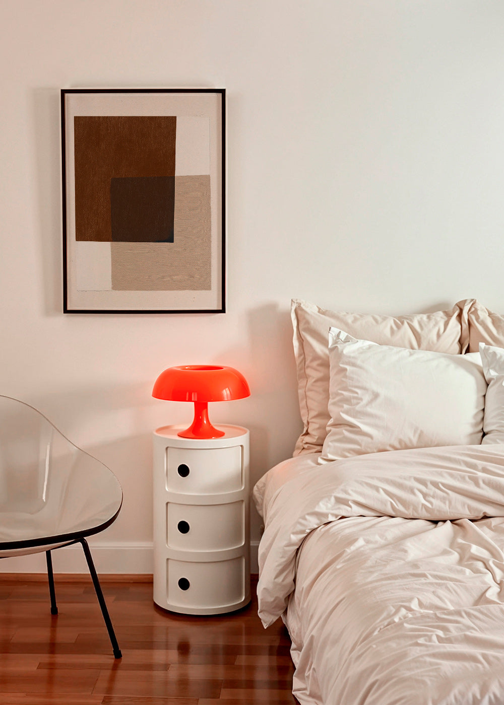 Minimalistisk design med jordiga överlappande block