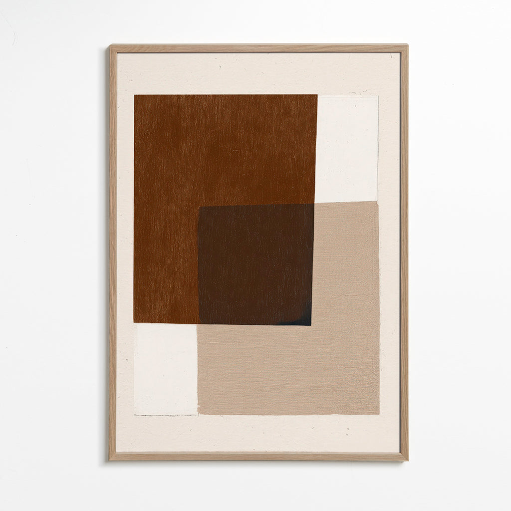 Minimalistisk design med jordiga överlappande block