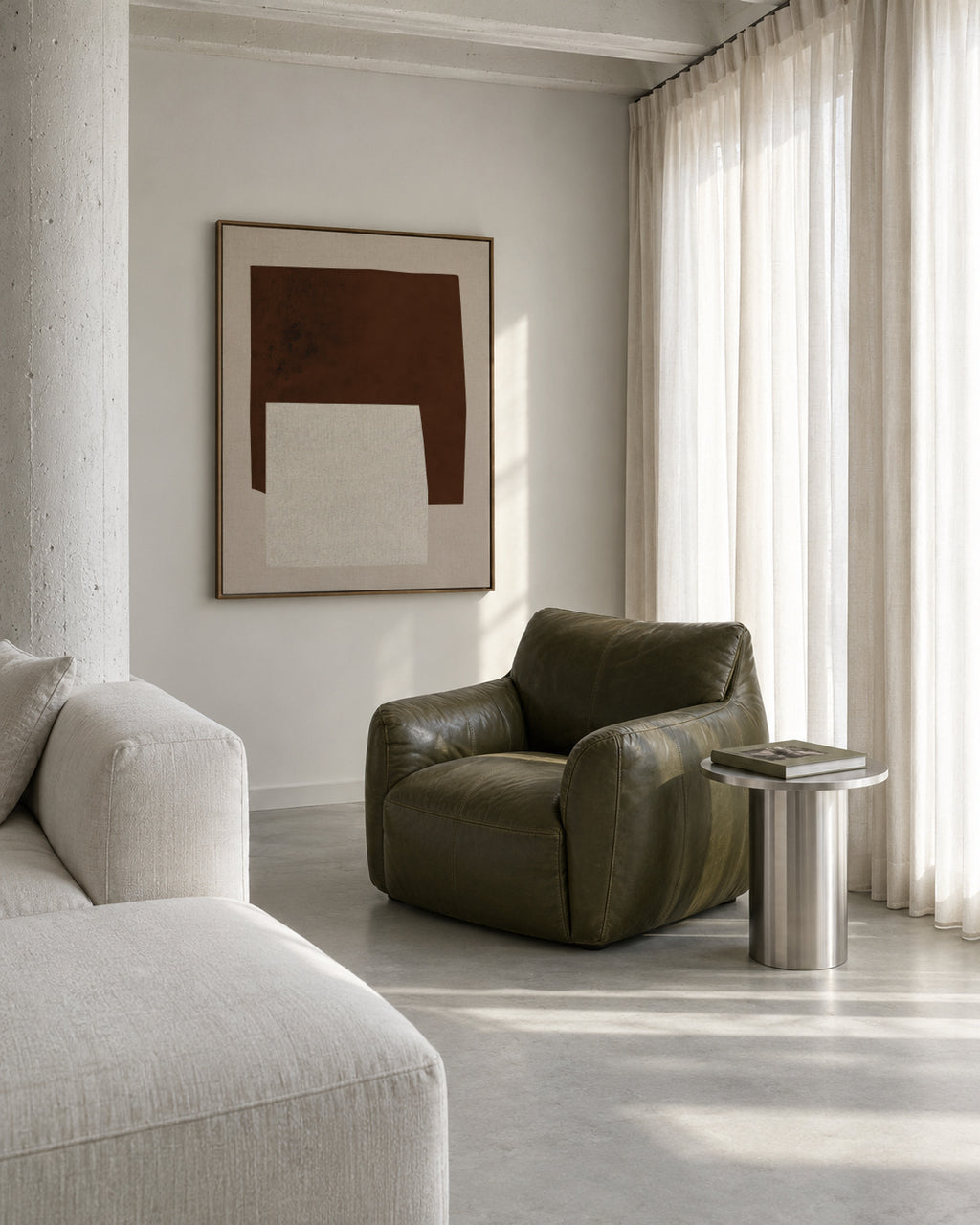 Brown Horizon - Framed canvas in an interior