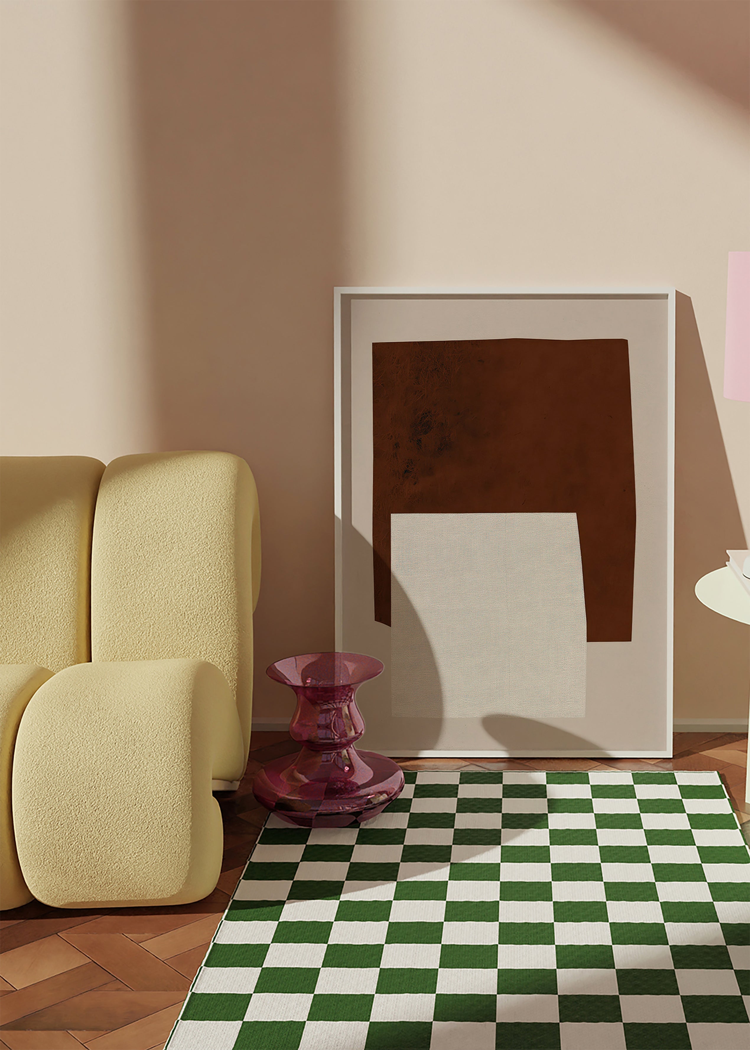 Minimalistisk design med bruna och krämfärgade former