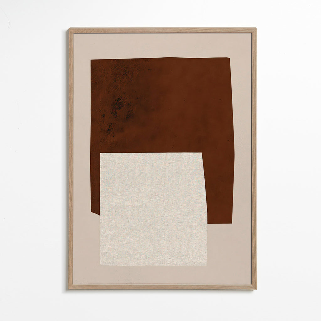 Minimalistisk design med bruna och krämfärgade former