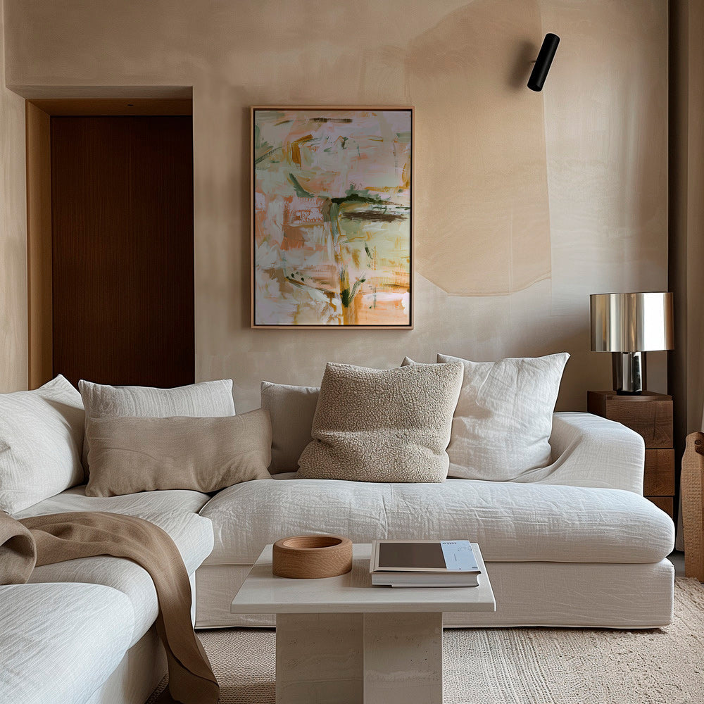 Botanisk tryck med mjuka pastellpenseldrag