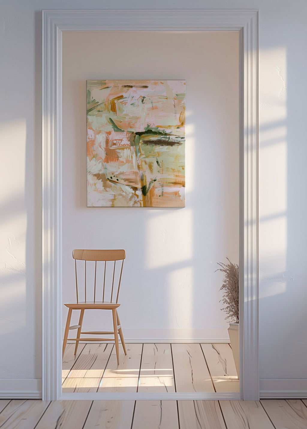 Botanisk tryck med mjuka pastellpenseldrag