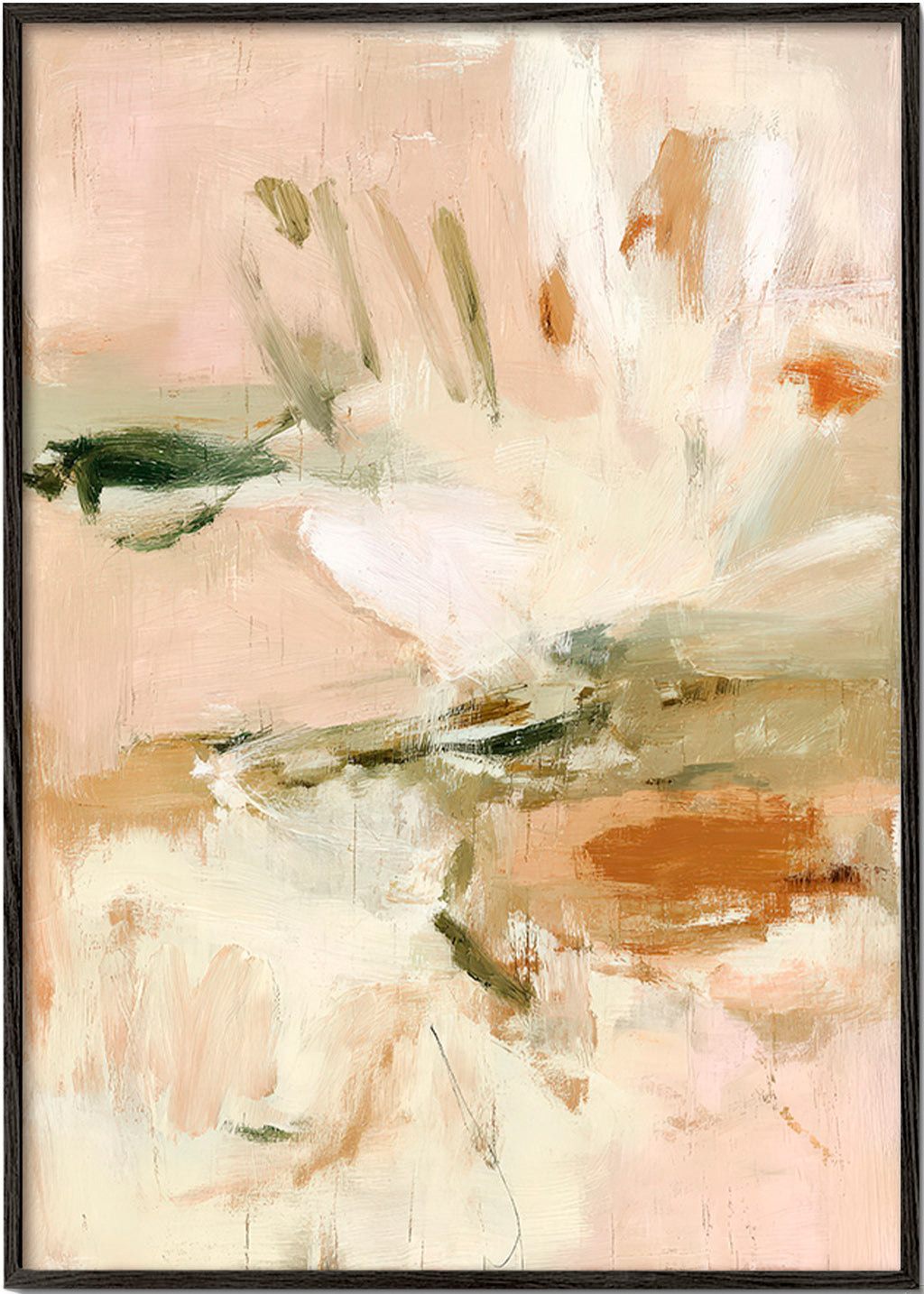 Botanisk print: abstrakt i rosa och beige