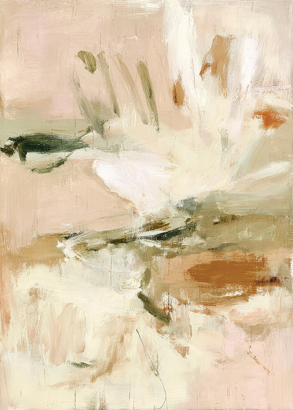Botanisk print: abstrakt i rosa och beige