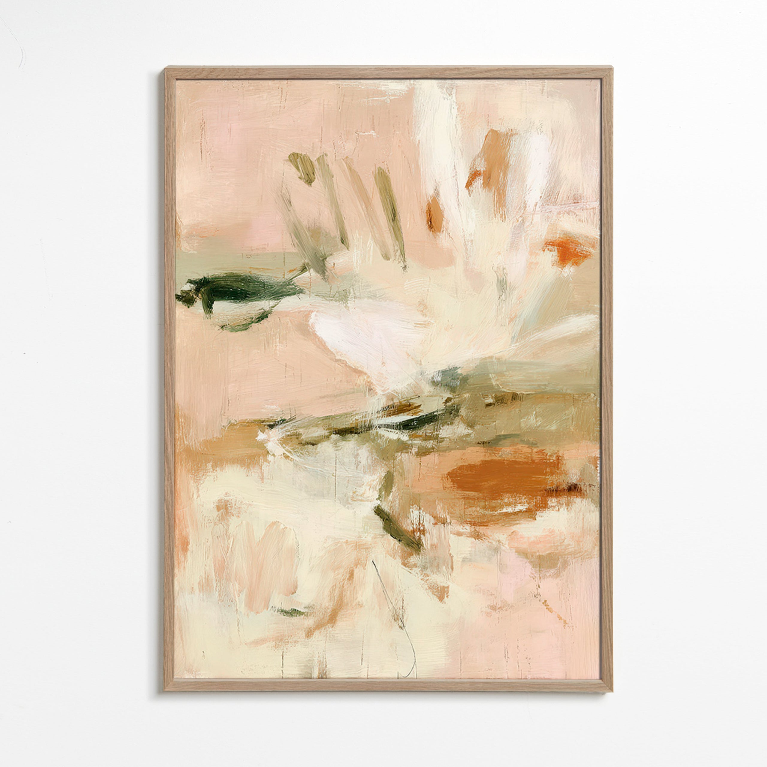 Botanisk print: abstrakt i rosa och beige