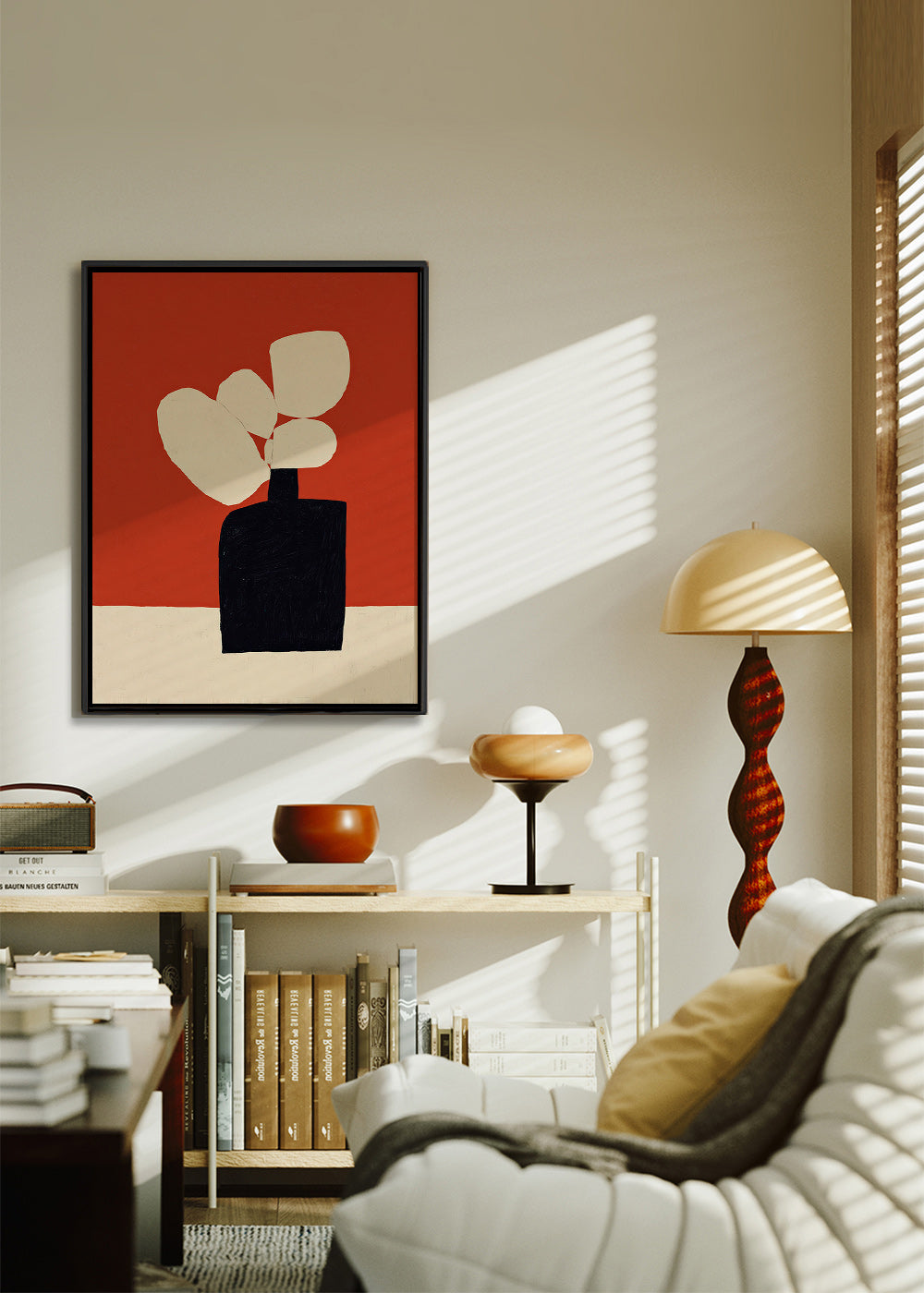 Botanisk print med svart vas