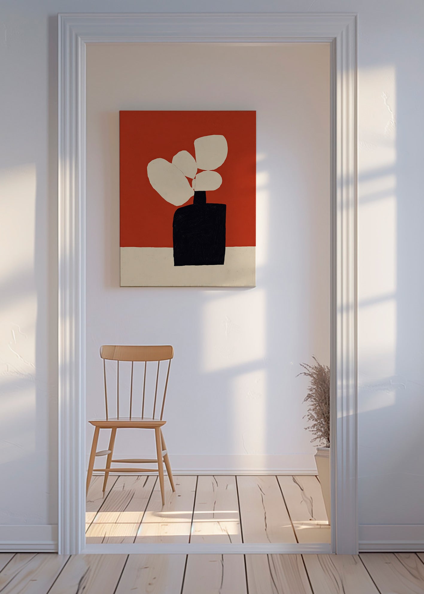 Botanisk print med svart vas