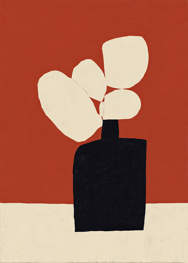 Botanisk print med svart vas