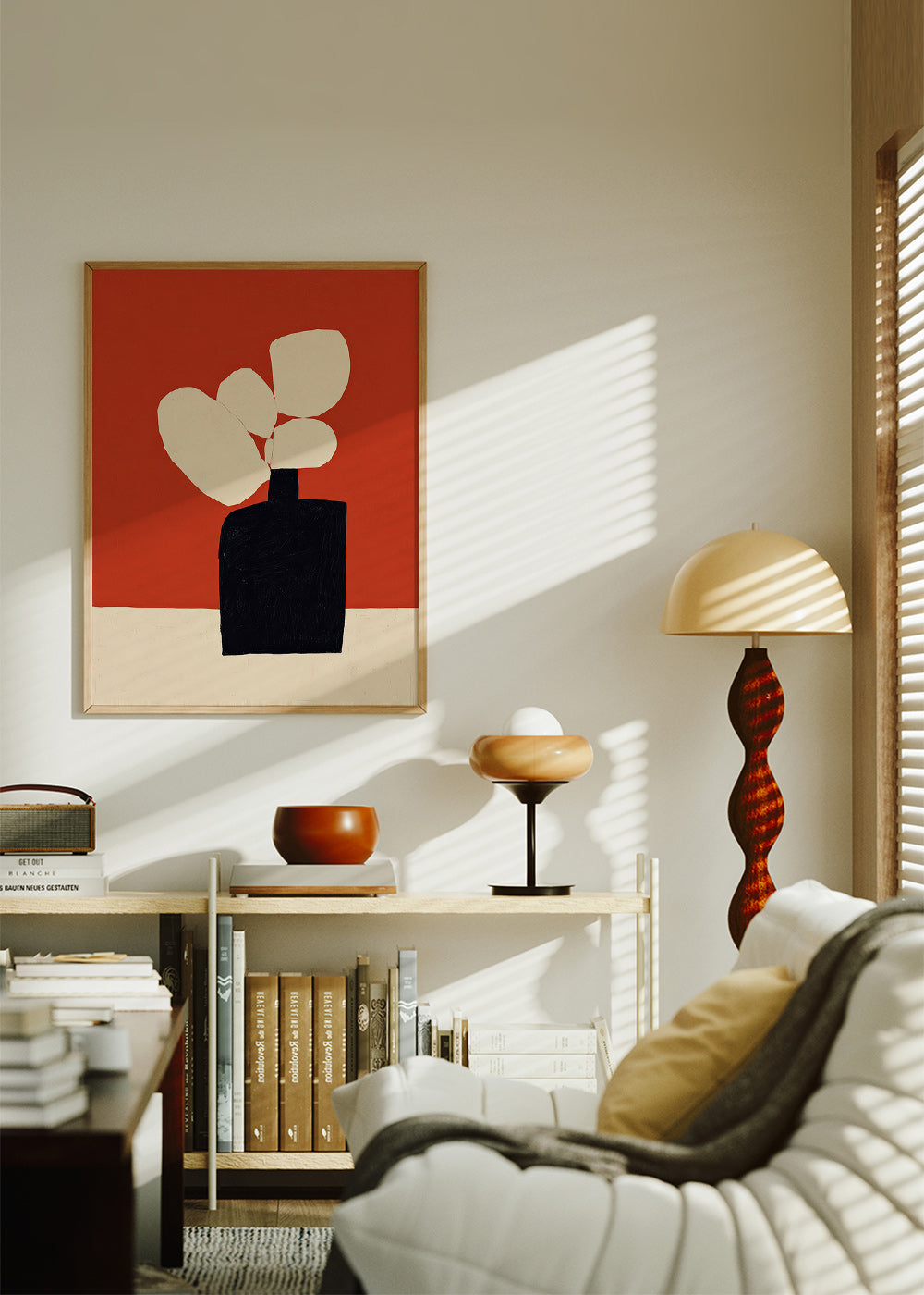 Botanisk print med svart vas