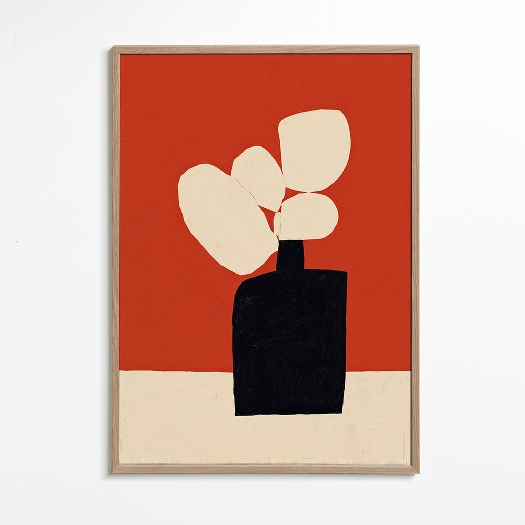 Botanisk print med svart vas