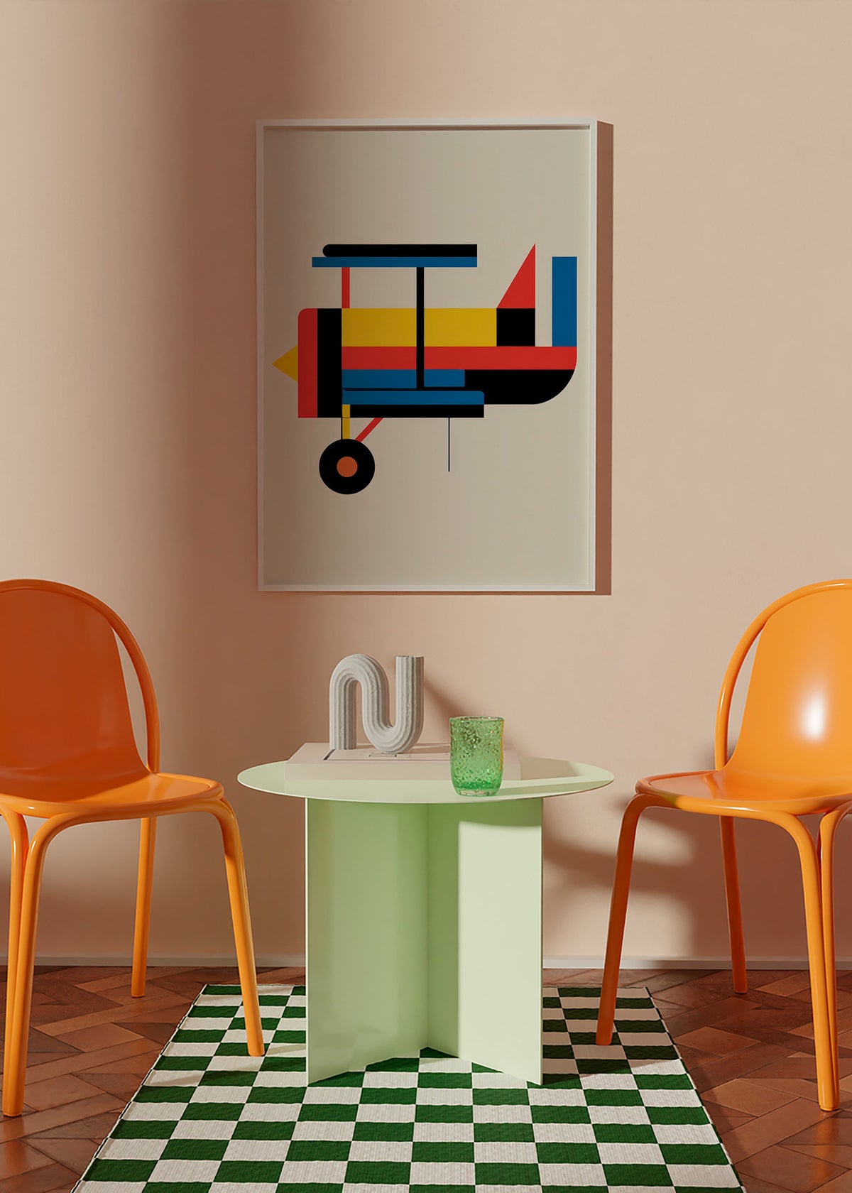 Geometrisk affisch stiliserad dubbeldäckare