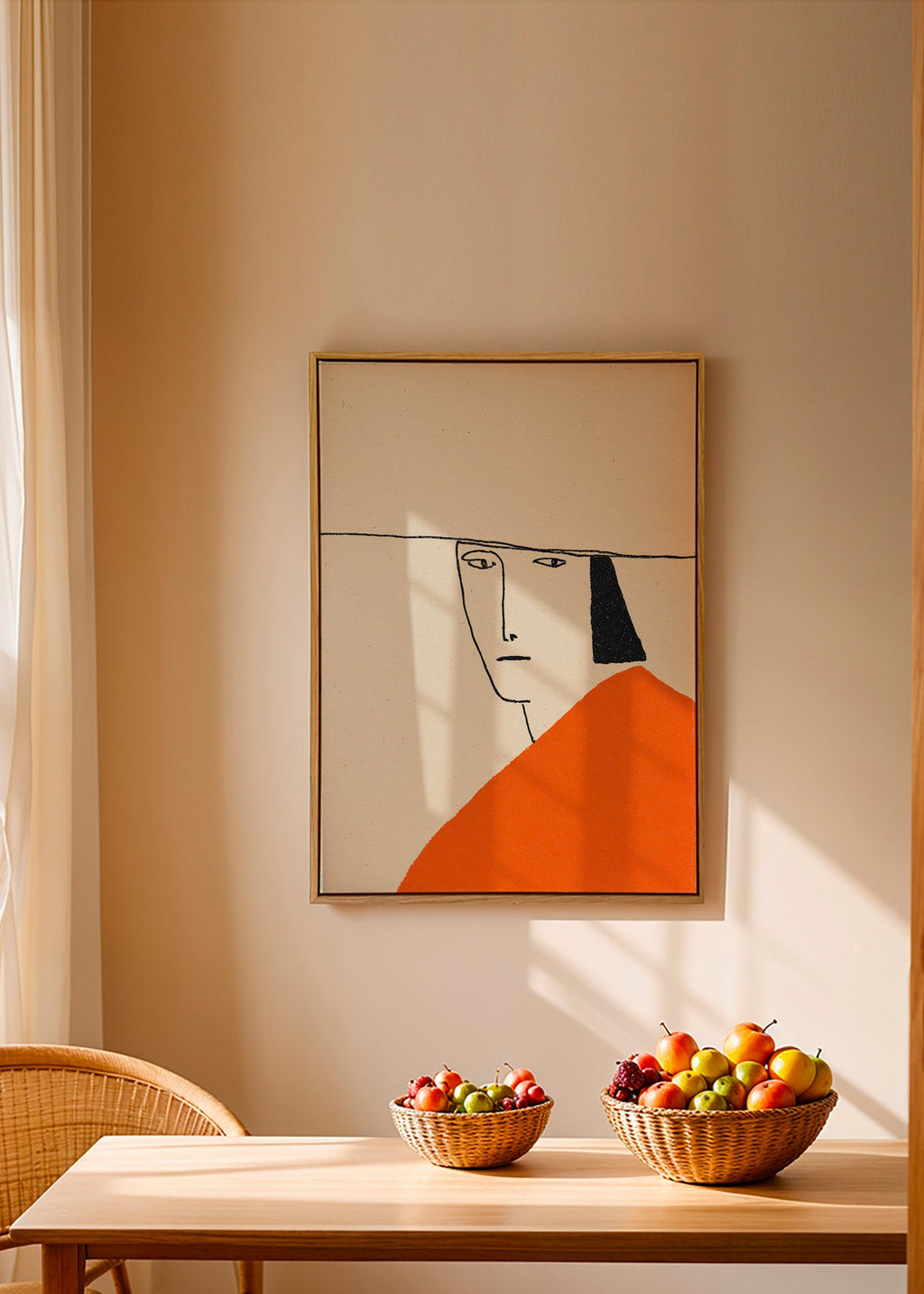 Minimalistisk illustration med orange kappa