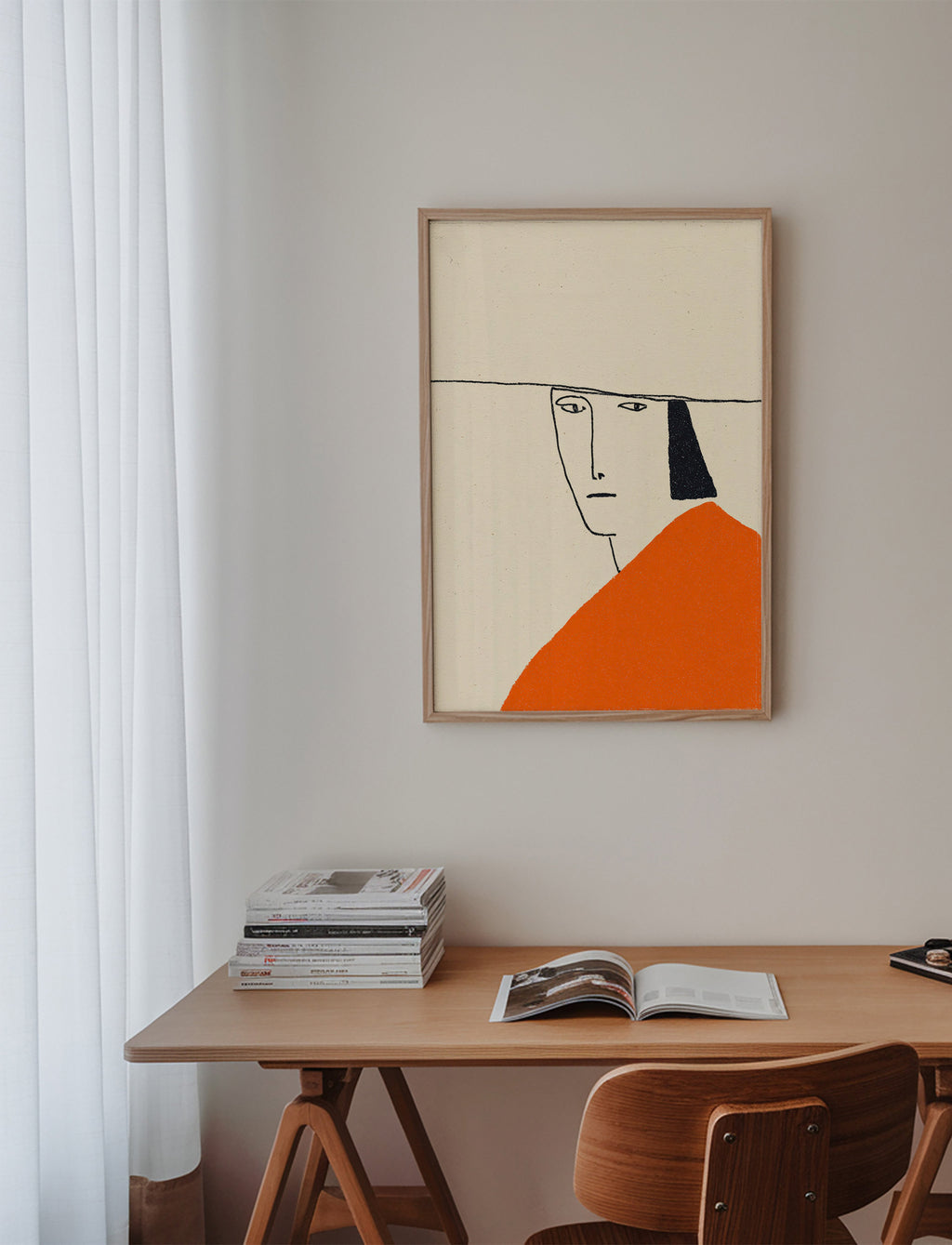 Minimalistisk illustration med orange kappa