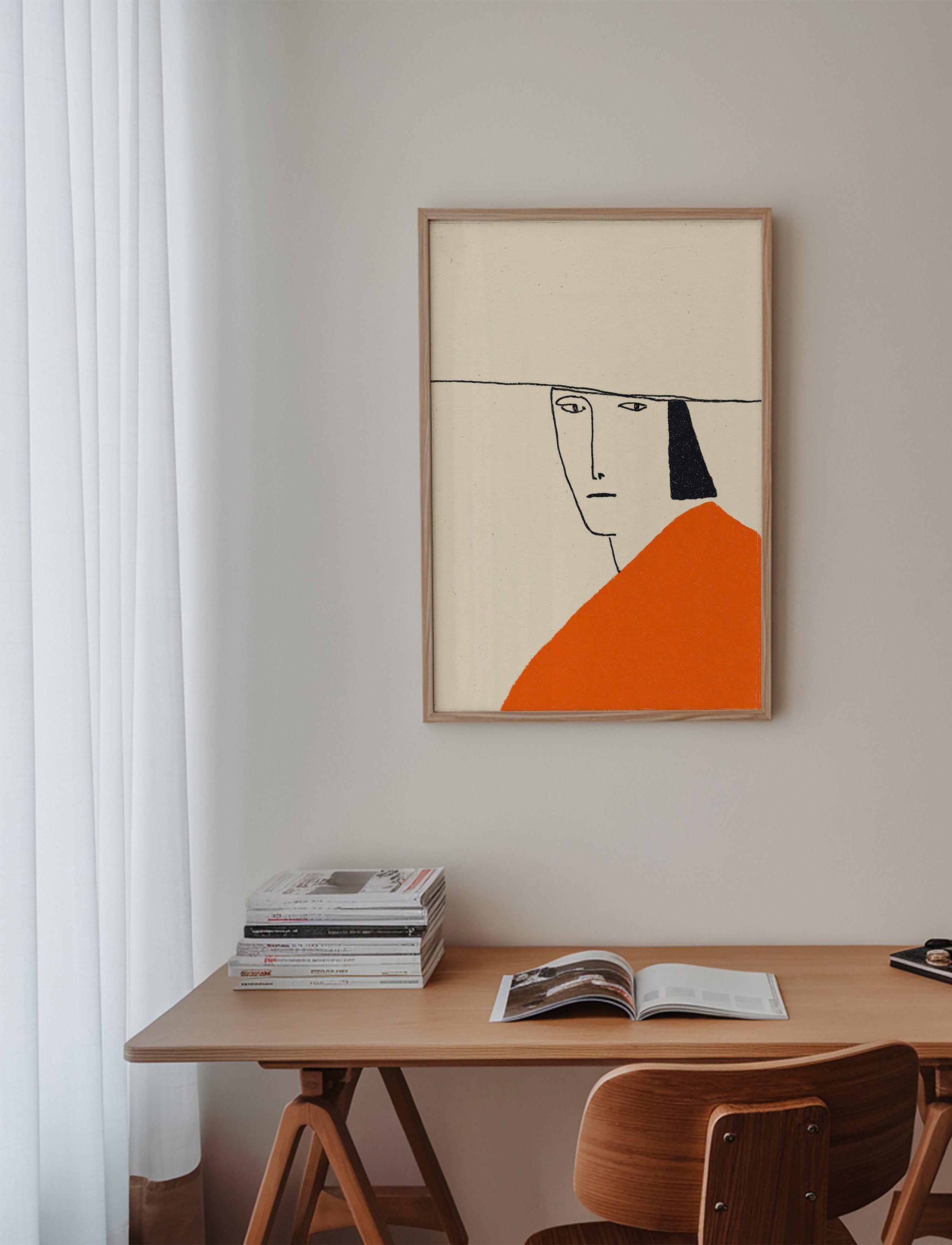 Minimalistisk illustration med orange kappa