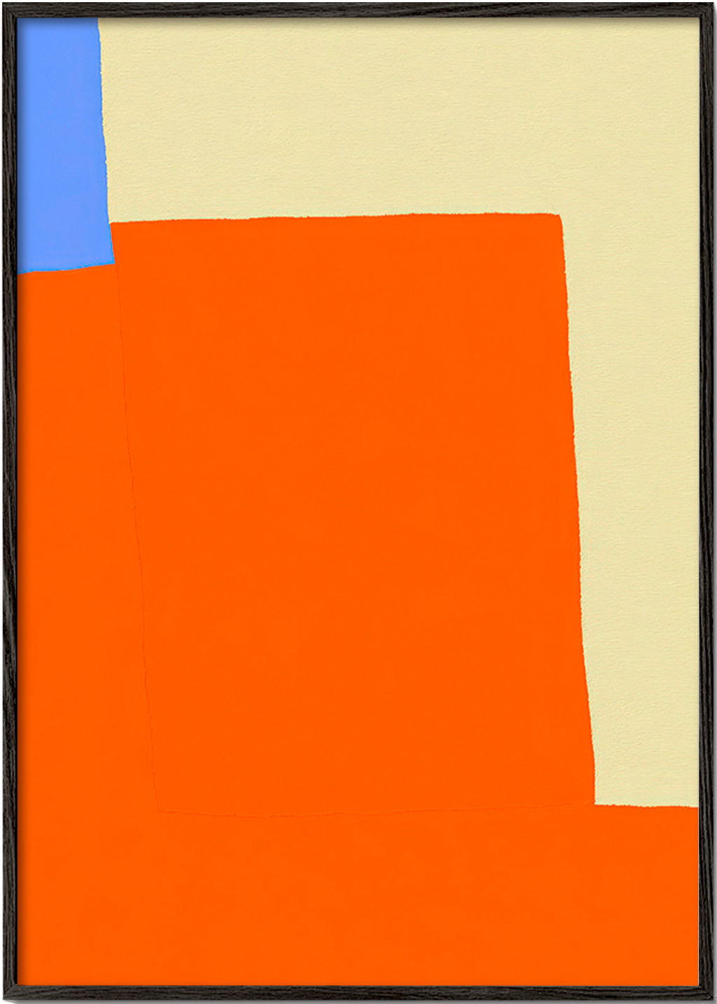 Abstrakt konstverk med orange block
