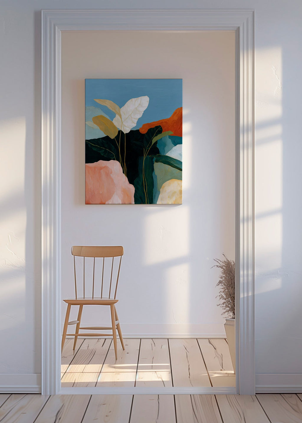 Botanisk poster vita blad och klippformer