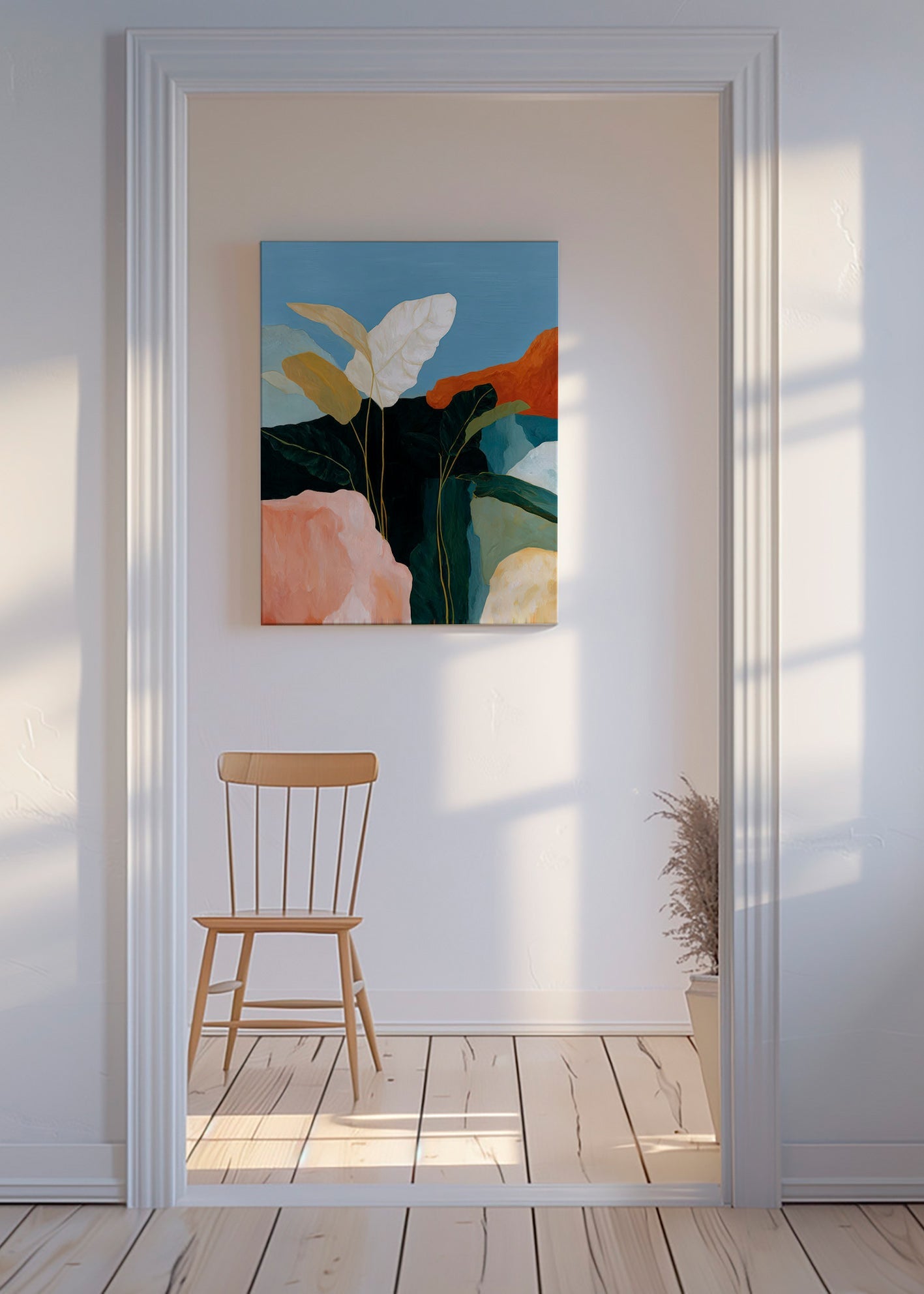 Botanisk poster vita blad och klippformer