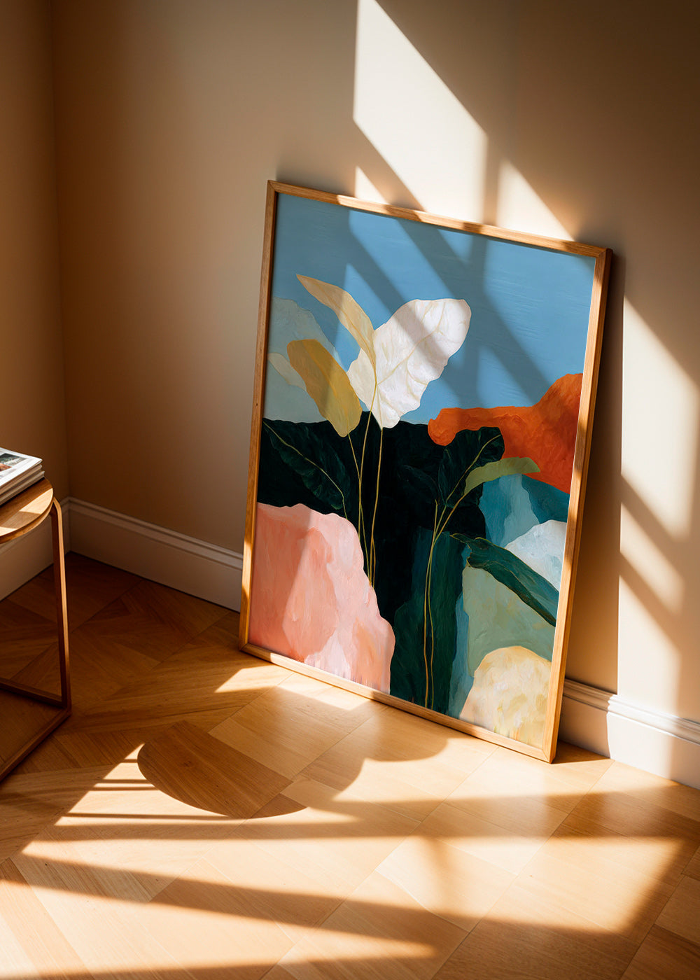 Botanisk poster vita blad och klippformer