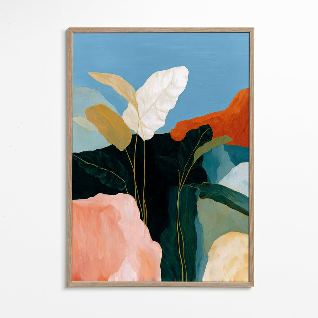 Botanisk poster vita blad och klippformer