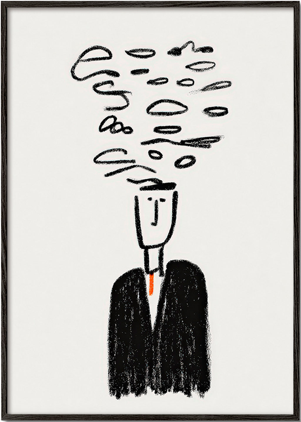 Minimalistisk illustration av figur med rök