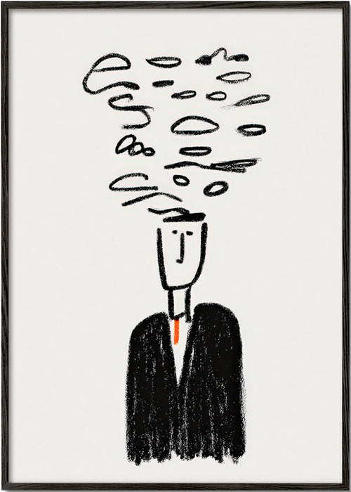 Minimalistisk illustration av figur med rök