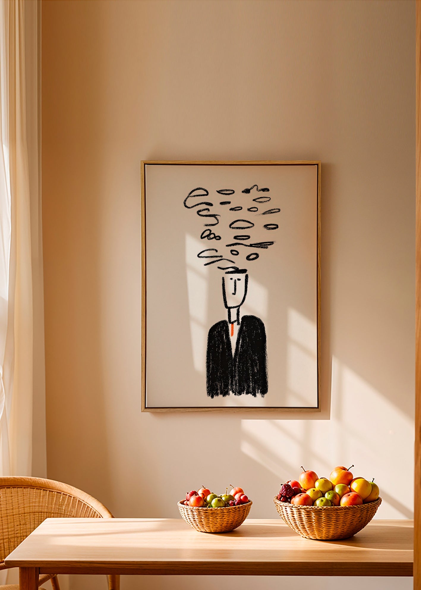 Minimalistisk illustration av figur med rök