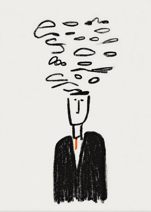 Minimalistisk illustration av figur med rök