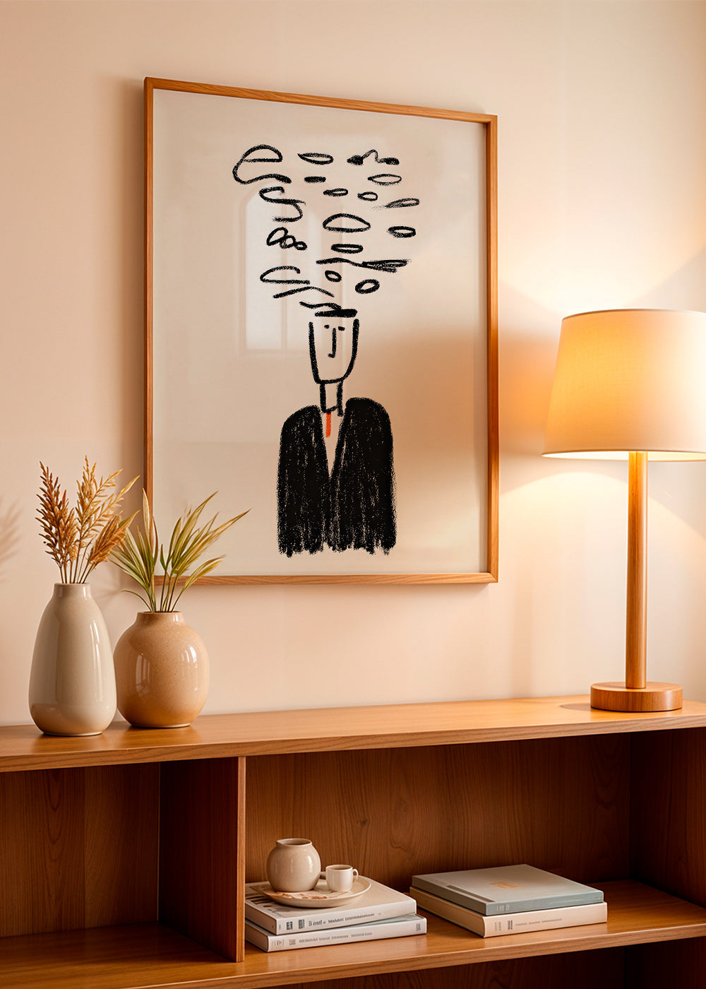 Minimalistisk illustration av figur med rök