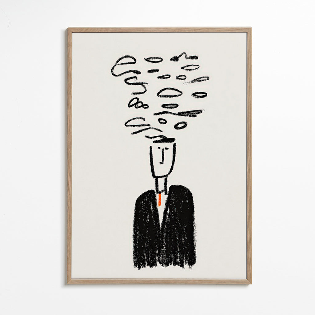 Minimalistisk illustration av figur med rök