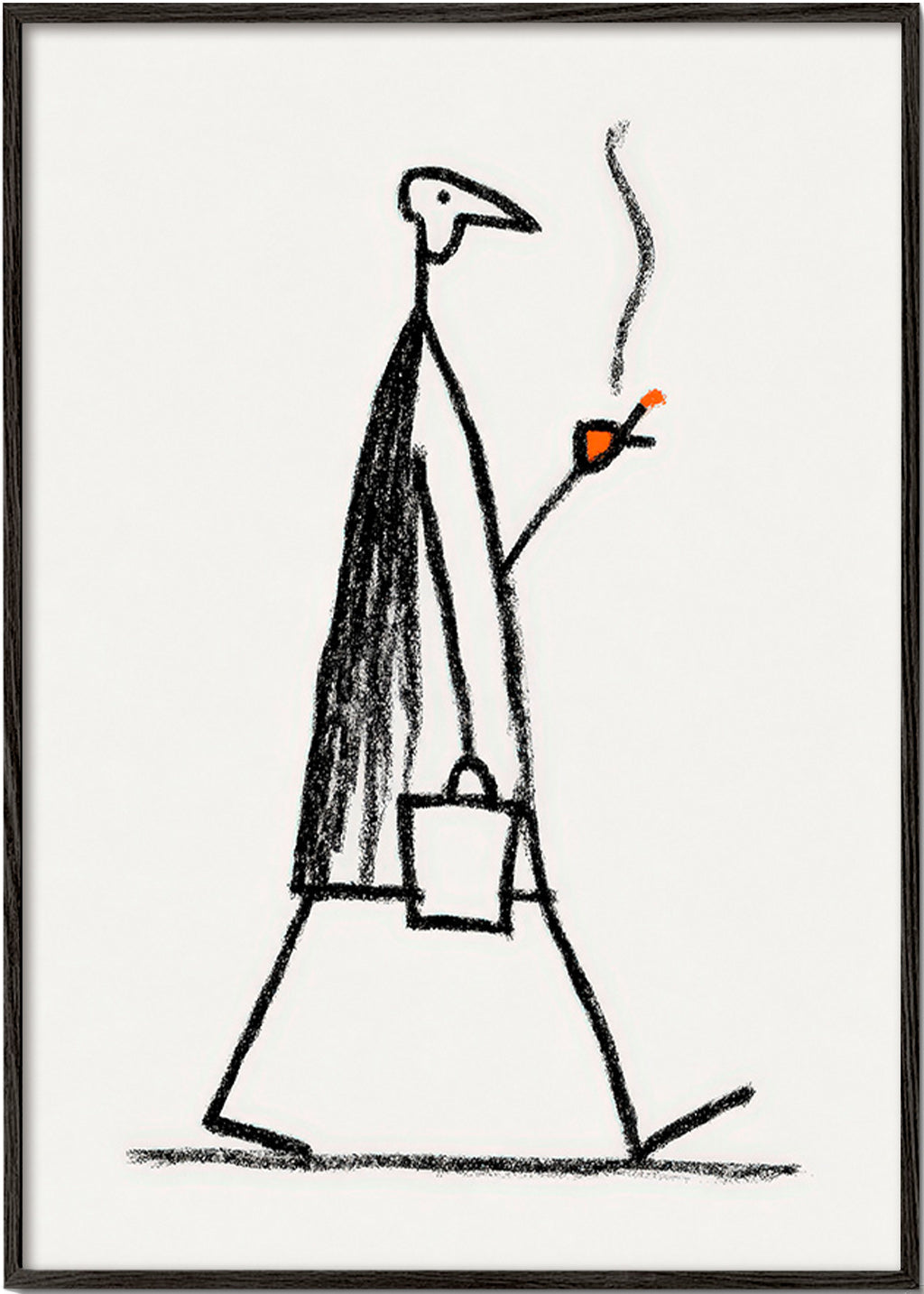 Minimalistisk illustration av gående rökare